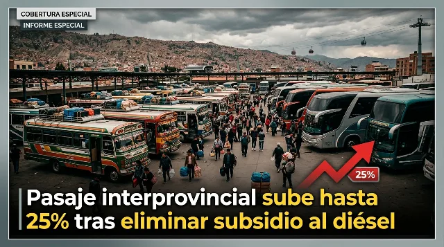 Pasaje interprovincial sube hasta 25 % tras eliminar subsidio al diésel: negociaciones, sanciones y nuevo control tarifario en La Paz