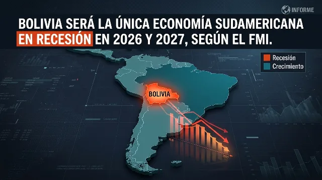 Bolivia será la única economía sudamericana en recesión en 2026 y 2027, según el FMI